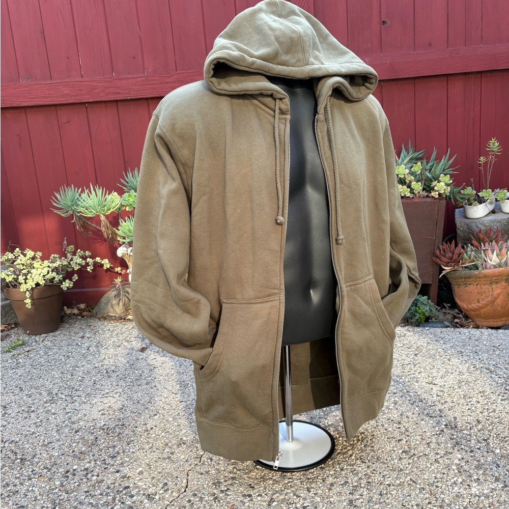 Zipper Hoodie Olive Green Sweatshirt
